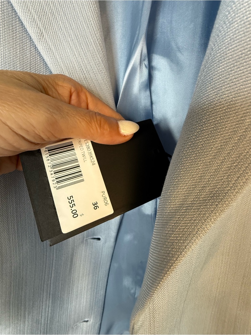 The Kooples Striped Twill Pastel blue Blazer EU 36 / US S NWT - Picture 9 of 9